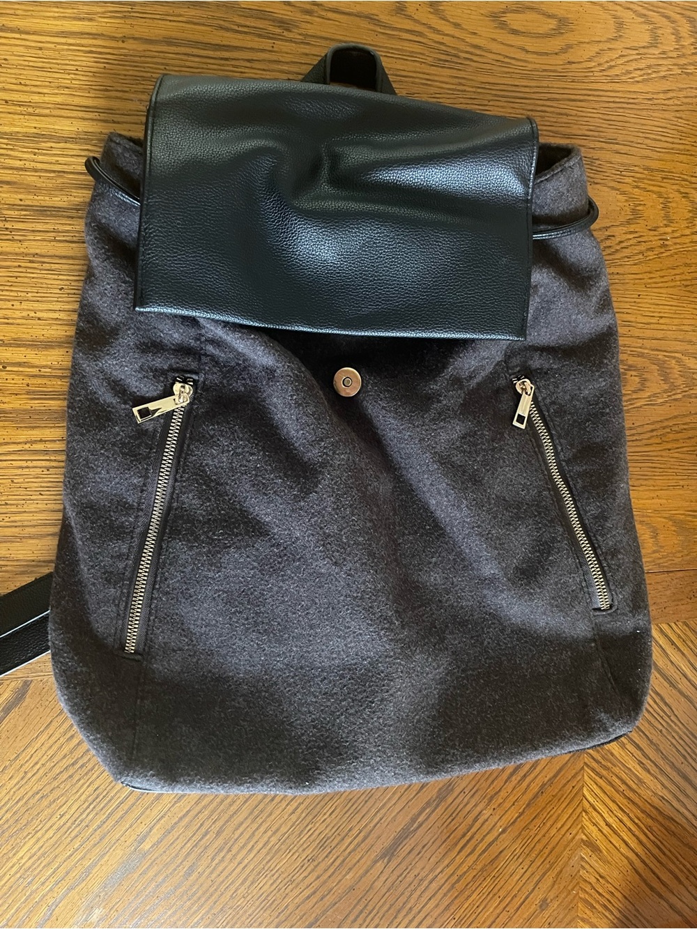 a new day Black Wool-Texture Drawstring Backpack - Picture 2 of 5